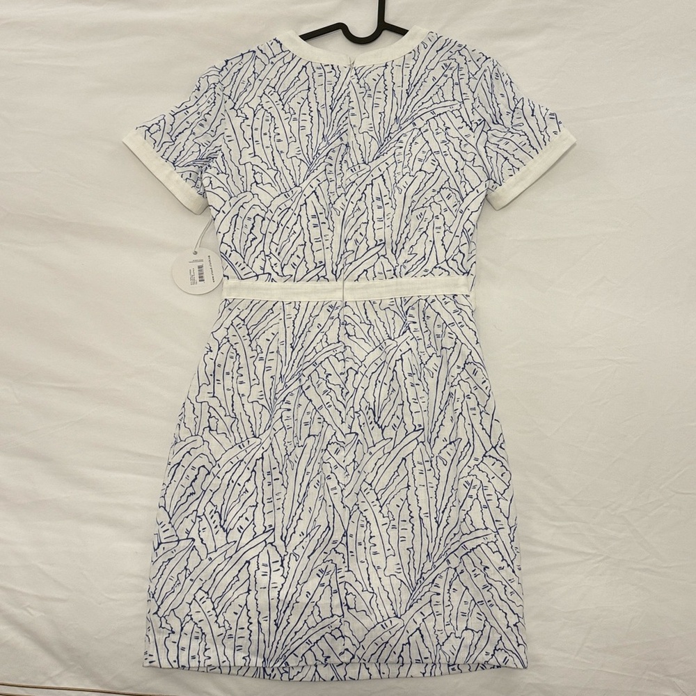 Staud Linen Blue and White Mini Dress | Staud Mini Perla Dress - Picture 6 of 7